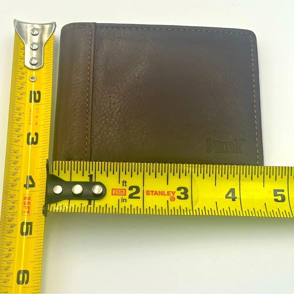 Buxton Men’s Genuine Leather Wallet Brown Bifold Billfold Credit Card NWOT